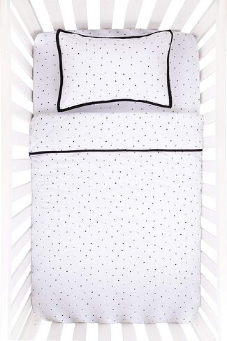 Ely's & Co. Baby Crib Bedding Sets for Girls — Perfect for Toddler Beds — 4 Piece Set Includes Crib Sheet, Quilted Blanket, Crib Skirt, and Baby Pillowcase —Black & White Dottie in Saudi Arabia