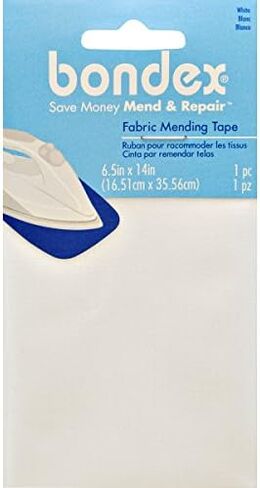 Iron-On Mending Fabric, 0.32 Oz, Quick & Easy No-Sew Repair Solution, Polyester Patch, 6.5"X14" - Bundle with Westlake Art Embroidery Scissors, Iron On Mending Patches, White [Pack of 3] in Saudi Arabia
