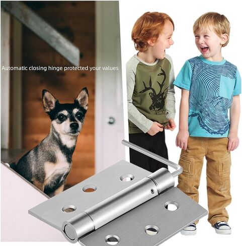 3.5" Self-Closing Stainless Steel Hinges,3-1/2 inch x 3 1/2 Inch Heavy Duty Spring Loaded Automatic Adjustable to Close Door Hinge with Square Corner (Matte Black-2PACK) in Kuwait