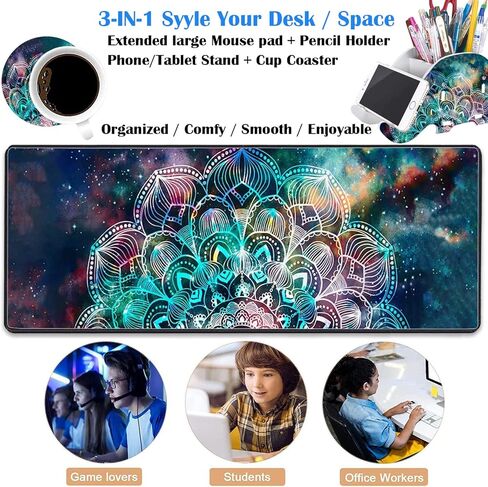 Cute Pictographic Pen Holder with Phone Stand, Mouse Pad and Coaster Set Combination, Table Decoration Accessories Multifunctional Pencil Case Organizer, Leopard Print in Kuwait