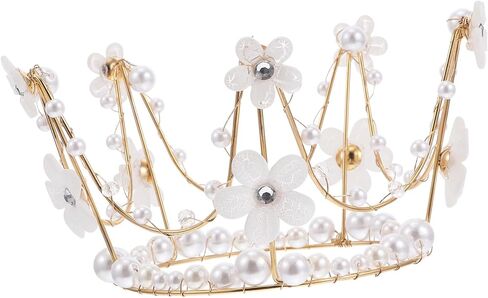 COHEALI 1pc Crown Cake Decorating Princess Decorations Pearl Cake Decoration Wedding Decorations Crystal Tiara Small Hair Decor Cake Ornament Birthday Items Birthday Cake Bride Plastic in Saudi Arabia