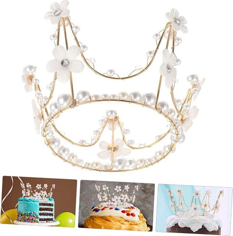 COHEALI 1pc Crown Cake Decorating Princess Decorations Pearl Cake Decoration Wedding Decorations Crystal Tiara Small Hair Decor Cake Ornament Birthday Items Birthday Cake Bride Plastic in Saudi Arabia