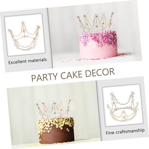 COHEALI 1pc Crown Cake Decorating Princess Decorations Pearl Cake Decoration Wedding Decorations Crystal Tiara Small Hair Decor Cake Ornament Birthday Items Birthday Cake Bride Plastic in Saudi Arabia