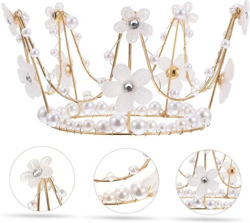COHEALI 1pc Crown Cake Decorating Princess Decorations Pearl Cake Decoration Wedding Decorations Crystal Tiara Small Hair Decor Cake Ornament Birthday Items Birthday Cake Bride Plastic in Saudi Arabia