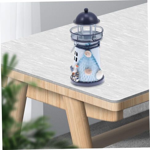 المنارة شمعة فانوس الحديد Tealight شمعة حامل بحري Tealight حامل سطح المكتب المنارة الشاي ضوء شمعة حامل سطح المكتب ديكور حامل شمعة الإبداعية شاطئ البحر منارة صغيرة in Saudi Arabia