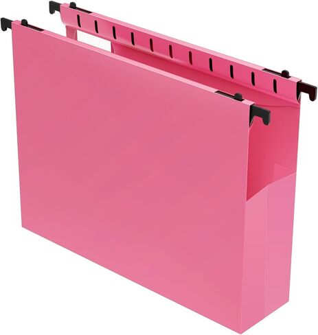 Plastic Extra Capacity Hanging File Folder Letter Size, 12 Pack Reinforced Hang Folders,Sides Expandable Design,Heavy Duty 2 Inch Expansion,Hanging Organizer Designed for Bulky Files (Pink) in Saudi Arabia