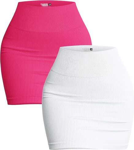 PEIQI طقم تنورة نسائي مكون من قطعتين أساسي قابل للتمدد مضلع كاجوال عالي الخصر Bodycon ملفوف تنانير صغيرة in Kuwait