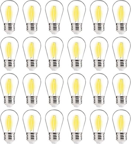 ALAMPEVER LED String Light Bulbs,E26 Bulb for Outdoor String Lights bulb,24 PACK Waterproof S14 Replacement LED Bulbs，5W,2200K Warm White，Non-Dimmable in Saudi Arabia