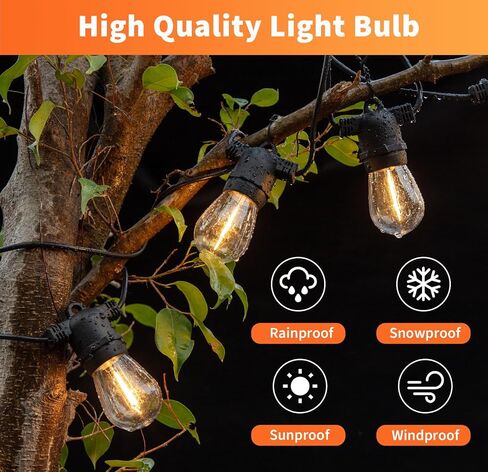ALAMPEVER LED String Light Bulbs,E26 Bulb for Outdoor String Lights bulb,24 PACK Waterproof S14 Replacement LED Bulbs，5W,2200K Warm White，Non-Dimmable in Saudi Arabia