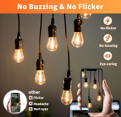 ALAMPEVER LED String Light Bulbs,E26 Bulb for Outdoor String Lights bulb,24 PACK Waterproof S14 Replacement LED Bulbs，5W,2200K Warm White，Non-Dimmable in Saudi Arabia