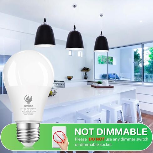 لمبة إضاءة LED A21، مصابيح إضاءة مكافئة 150 وات، ضوء نهاري 19 وات 5000 كيلفن، 2300 لومن، لمبة LED غير قابلة للتعتيم، قاعدة قياسية E26 للأماكن الداخلية والخارجية، قائمة ETL موفرة للطاقة، 6 عبوات in Saudi Arabia