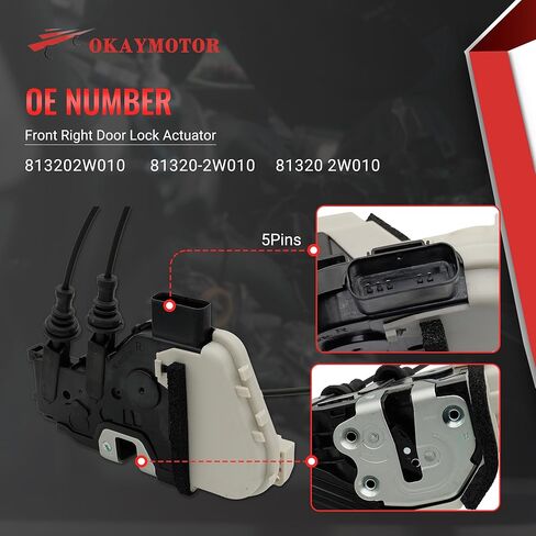 مشغل قفل الباب الأمامي الأيمن لـ 2013-2019 Hyundai Santa Fe 2.0L 2.4L 813202W010 81320-2W010 in Saudi Arabia