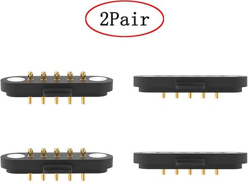 2 Pair Magnetic Pogo Pin Connector, 2/3/4/5P 1A Magnetic Pogopin Connector Male+Female 2.5MM Through Holes Spring Loaded Magnetic Pogopin Connectors DC Power Socket DC Power Charge Connector (2Pin) in Saudi Arabia