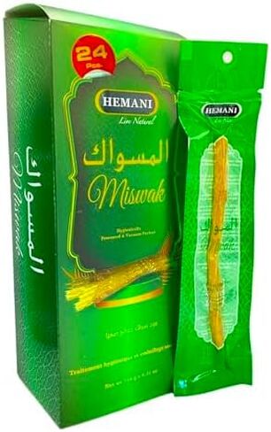 عصا المسواك الطبيعية للأسنان (6 بوصات: 24 عبوة) فرشاة أسنان للمضغ، فرشاة أسنان تقليدية طبيعية I AKA Meswak I Sewak I Peelu in Kuwait