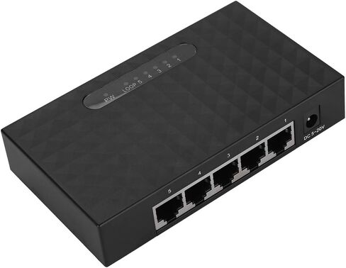 Sonew Gigabit Ethernet Switch, 5 Port Fast 10/100/1000Mbps Ethernet LAN Hub Network Gigabit Switch, Full/Half Duplex Adaptive Mode, Black(US Plug) in Saudi Arabia