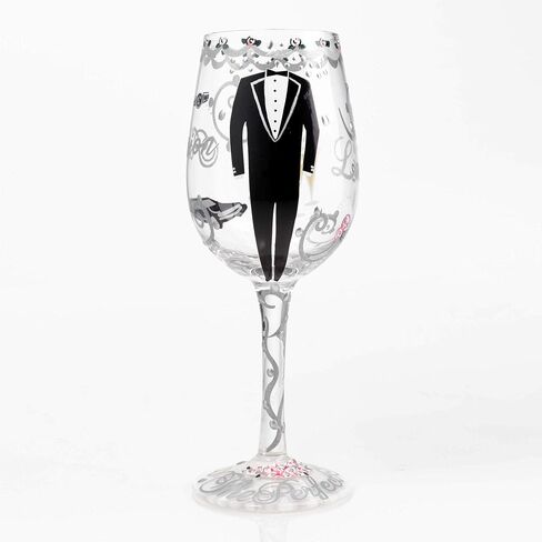 Enesco Designs by Lolita Groom Artisan-Blown, 15 oz. Wine Glass, 15 Ounces, Multi color in Saudi Arabia