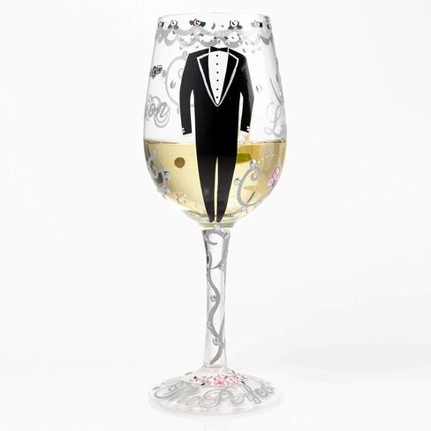 Enesco Designs by Lolita Groom Artisan-Blown, 15 oz. Wine Glass, 15 Ounces, Multi color in Saudi Arabia