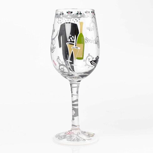 Enesco Designs by Lolita Groom Artisan-Blown, 15 oz. Wine Glass, 15 Ounces, Multi color in Saudi Arabia
