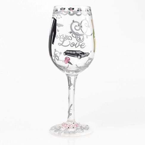 Enesco Designs by Lolita Groom Artisan-Blown, 15 oz. Wine Glass, 15 Ounces, Multi color in Saudi Arabia