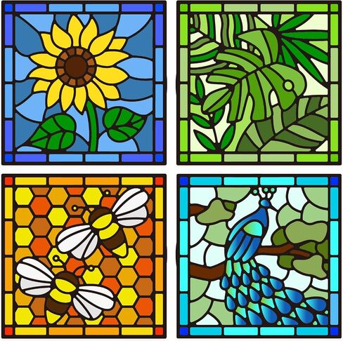 GLOBLELAND Metal Stained Flower Glass Cut Dies Peacock and Bee Embossing Template Sunflower and Turtle Leaf Die Cuts for Scrapbooking for Card DIY Craft in Saudi Arabia
