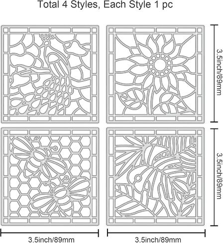GLOBLELAND Metal Stained Flower Glass Cut Dies Peacock and Bee Embossing Template Sunflower and Turtle Leaf Die Cuts for Scrapbooking for Card DIY Craft in Saudi Arabia