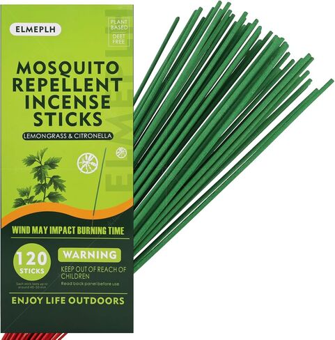 120 PCS Mosquito Repellent Incense Sticks Outdoor Patio - DEET Free - Lemongrass Oil - Natural Citronella Incense Sticks for Camping, Patio, Hiking,etc in Saudi Arabia