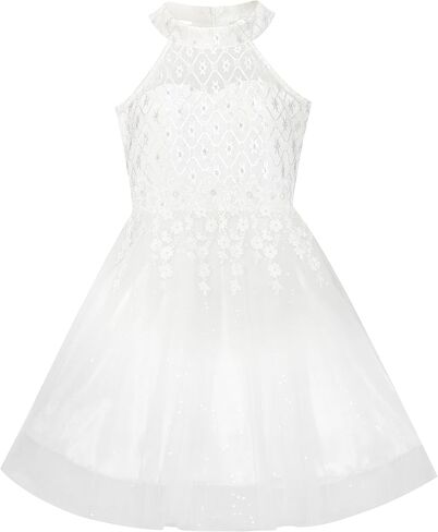 Sunny Fashion Flower Girls Dress Lace Sequins Sparkling Wedding Bridesmaid in Saudi Arabia