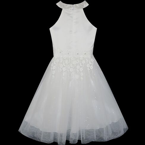 Sunny Fashion Flower Girls Dress Lace Sequins Sparkling Wedding Bridesmaid in Saudi Arabia
