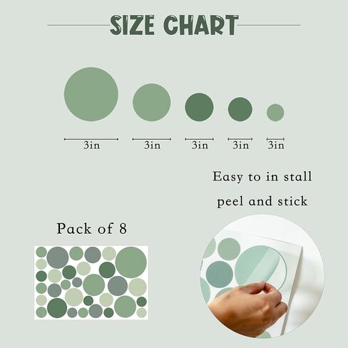 ملصقات حائط منقطة باللون الأخضر - ملصقات ديكور حائط خضراء، ديكورات حائط لغرفة الأطفال، ملصق حائط لغرفة نوم الأطفال وغرفة المعيشة والفصول الدراسية وديكور غرفة اللعب (ملصق منقطة باللون الأخضر) in Kuwait