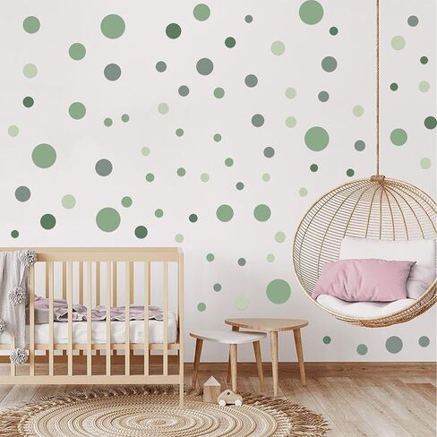 ملصقات حائط منقطة باللون الأخضر - ملصقات ديكور حائط خضراء، ديكورات حائط لغرفة الأطفال، ملصق حائط لغرفة نوم الأطفال وغرفة المعيشة والفصول الدراسية وديكور غرفة اللعب (ملصق منقطة باللون الأخضر) in Kuwait