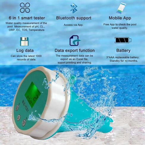 BLE YC01 Pool Monitor PH TDS EC ORP CL e Temperature 6 in 1 Detector Water Quality Tester in Saudi Arabia
