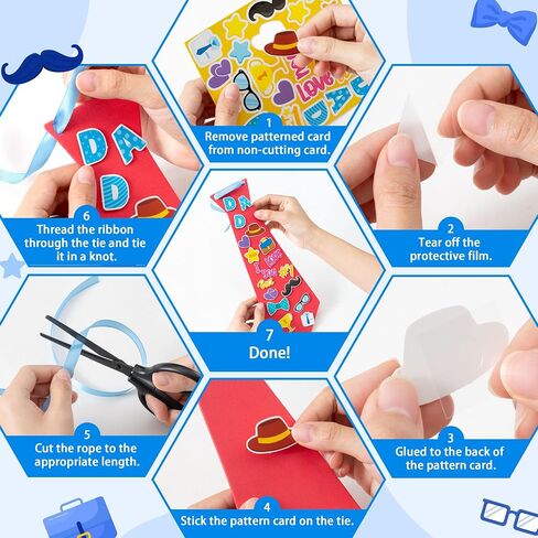 مجموعة أدوات ربطات العنق لعيد الأب من WATINC - 24 قطعة من ربطات العنق الإسفنجية للأطفال، DIY I Love You Dad Craft Gifts، اصنع ربطة عنق عيد الأب الخاصة بك للأنشطة الممتعة في الفصول المدرسية ومستلزمات الحفلات المنزلية in Saudi Arabia