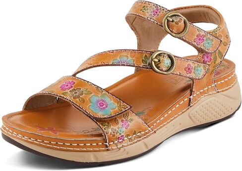 Spring Step L'Artiste Women's Anneka Hand-Painted Athleisure Sandals - Lightweight Floral Design with Adjustable Hook and Loop Closures in Saudi Arabia
