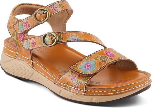 Spring Step L'Artiste Women's Anneka Hand-Painted Athleisure Sandals - Lightweight Floral Design with Adjustable Hook and Loop Closures in Saudi Arabia
