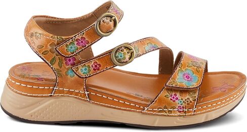 Spring Step L'Artiste Women's Anneka Hand-Painted Athleisure Sandals - Lightweight Floral Design with Adjustable Hook and Loop Closures in Saudi Arabia