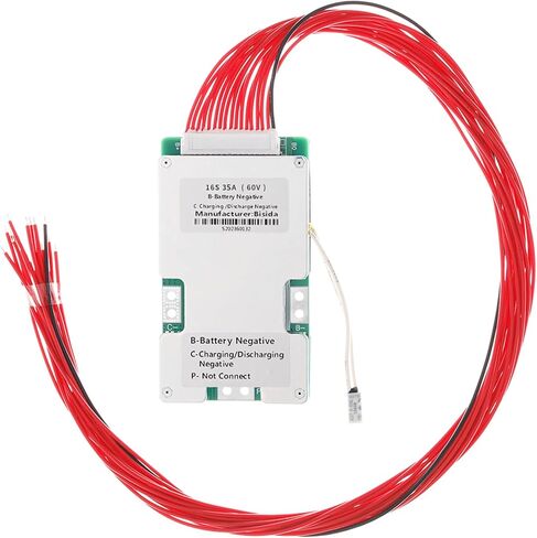 16S BMS 60V 35A PCB لوح حماية مع سلك توازن وNTC، عشر حماية وظيفية، منفذ مشترك، لتخزين الطاقة الشمسية، حزمة بطارية ليثيوم أيون للسيارة المتوازنة in Kuwait