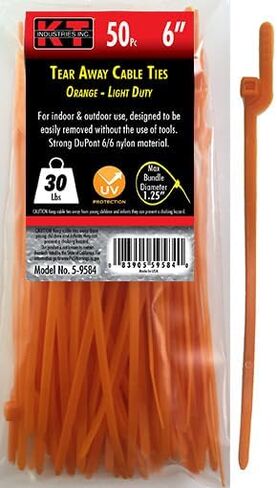 5-9588 أربطة كابل قابلة للتمزيق مقاس 6 بوصات، خفيفة التحمل، أصفر، 50 قطعة in Kuwait