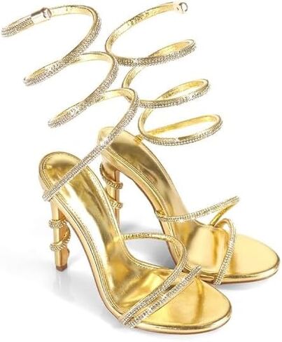 ROOM OF FASHION Women's Crystal Jeweled Strappy Gladiator Stiletto Heel Dress Sandals in Saudi Arabia