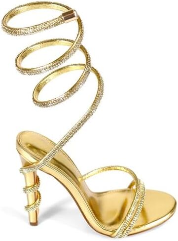ROOM OF FASHION Women's Crystal Jeweled Strappy Gladiator Stiletto Heel Dress Sandals in Saudi Arabia