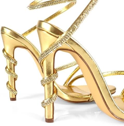 ROOM OF FASHION Women's Crystal Jeweled Strappy Gladiator Stiletto Heel Dress Sandals in Saudi Arabia