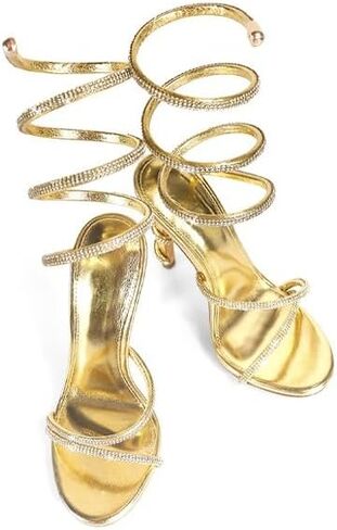 ROOM OF FASHION Women's Crystal Jeweled Strappy Gladiator Stiletto Heel Dress Sandals in Saudi Arabia