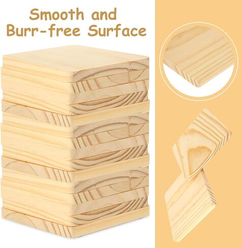 50 Pcs Unfinished Square Wood Coasters, 4 inch Blank Wooden Craft Coasters with Non-Slip Foam Pad Stickers, Wood Slices for Nature Crafts & Wedding Decoration Painting Wood Engraving in Kuwait