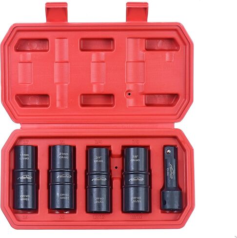 SEKETMAN 5 PCS 1/2-Inch Drive Impact Socket Set, Flip Socket Set, CR-MO Steel, Includes 3-Inch Extension Bar, SAE and Metric Sizes, 5 Pieces in Kuwait