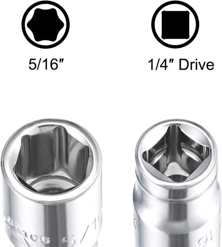 uxcell 4 Pcs 1/4-inch Drive 5/16-inch 6-Point Shallow Socket, Cr-V in Saudi Arabia