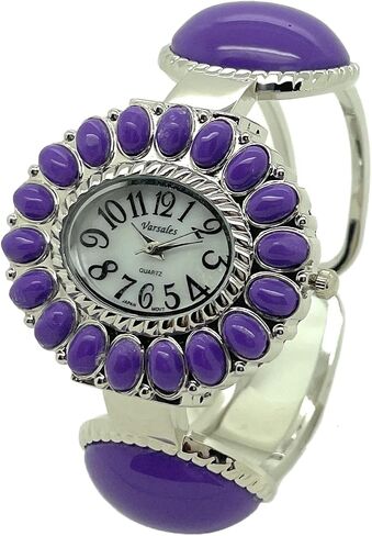 Ladies Silver Metal Bangle Cuff Fashion Watch with Stones Pearl Dial in Kuwait