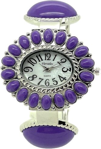 Ladies Silver Metal Bangle Cuff Fashion Watch with Stones Pearl Dial in Kuwait