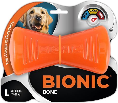 لعبة BIONIC Bone Dog Toy، متوسطة - لعبة مضغ تفاعلية للكلاب تصمد أمام أصعب المضغ، للكلاب التي يتراوح وزنها بين 15-35 رطلاً. (7-15 كجم) in Kuwait