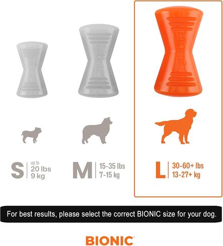 لعبة BIONIC Bone Dog Toy، متوسطة - لعبة مضغ تفاعلية للكلاب تصمد أمام أصعب المضغ، للكلاب التي يتراوح وزنها بين 15-35 رطلاً. (7-15 كجم) in Kuwait