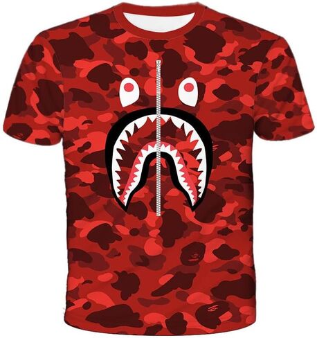 Fashion Camo Shark Shirt Big Mouth Track Shirt Summer Beach T-Shirt for Men Women in Saudi Arabia