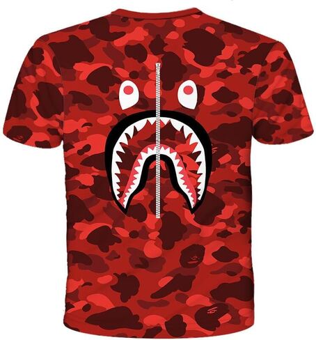 Fashion Camo Shark Shirt Big Mouth Track Shirt Summer Beach T-Shirt for Men Women in Saudi Arabia